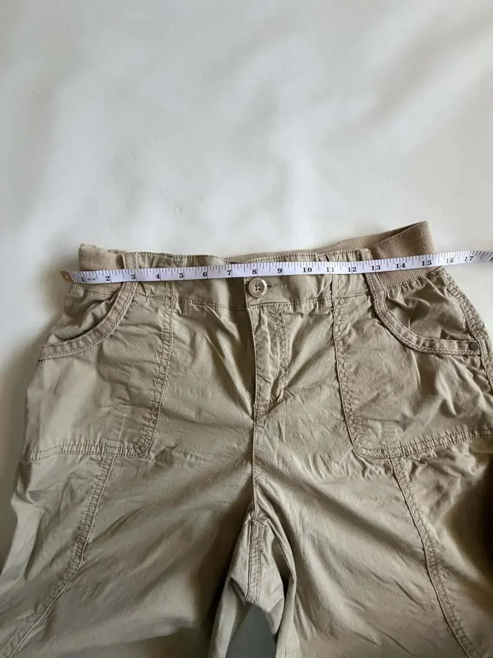 Style & Co Khaki Cargo Bermuda Shorts Womens Size 10 Cotton Casual Y2K